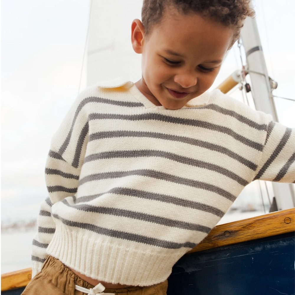 RYLEE + CRU Collard Striped Sweater girl boy - Picture 2 of 3